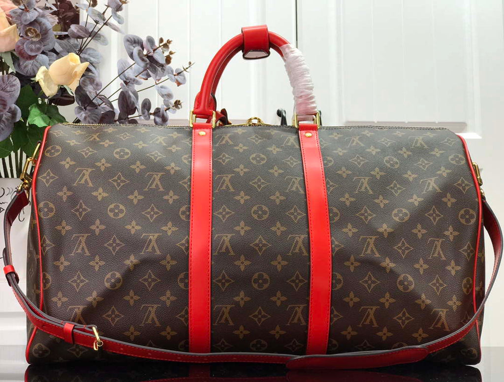 Louis Vuitton LV M44740 Keepall Bandouliere 50 Monogram Bag Red