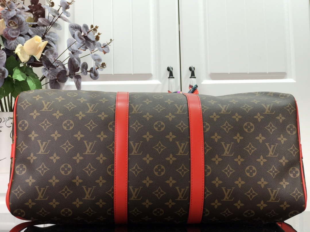 Louis Vuitton LV M44740 Keepall Bandouliere 50 Monogram Bag Red - Default Title - View 4