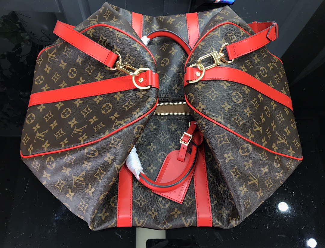 Louis Vuitton LV M44740 Keepall Bandouliere 50 Monogram Bag Red