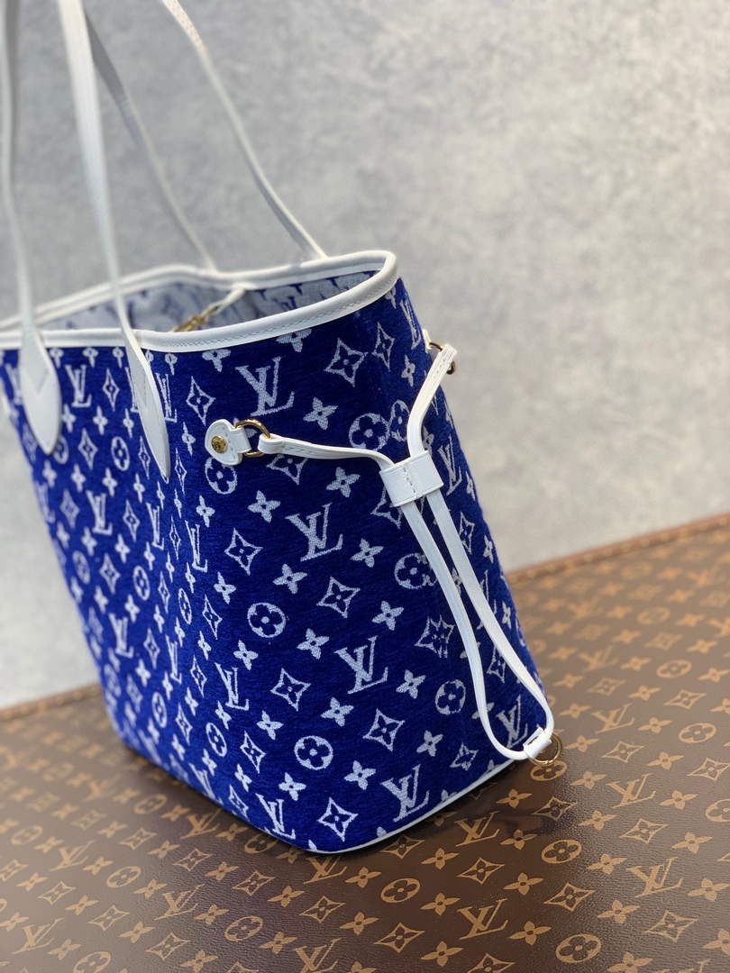 Louis Vuitton LV M46220 Neverfull MM Tote Bag Blue - Default Title - View 2
