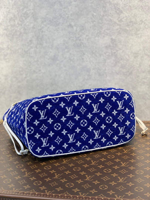 Louis Vuitton LV M46220 Neverfull MM Tote Bag Blue - Default Title - View 3