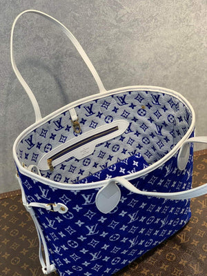 Louis Vuitton LV M46220 Neverfull MM Tote Bag Blue - Default Title - View 4