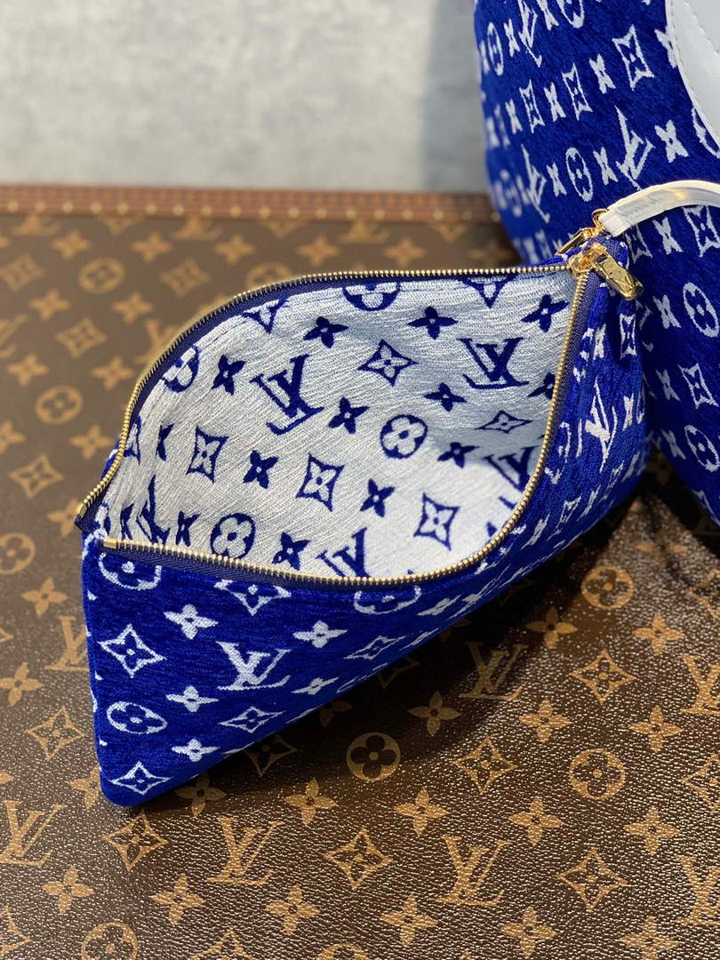 Louis Vuitton LV M46220 Neverfull MM Tote Bag Blue - Default Title - View 5