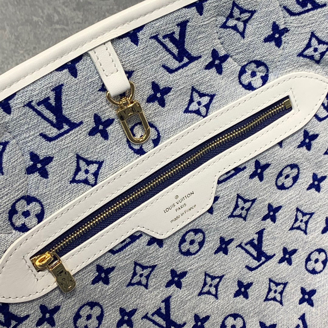 Louis Vuitton LV M46220 Neverfull MM Tote Bag Blue - Default Title - View 6