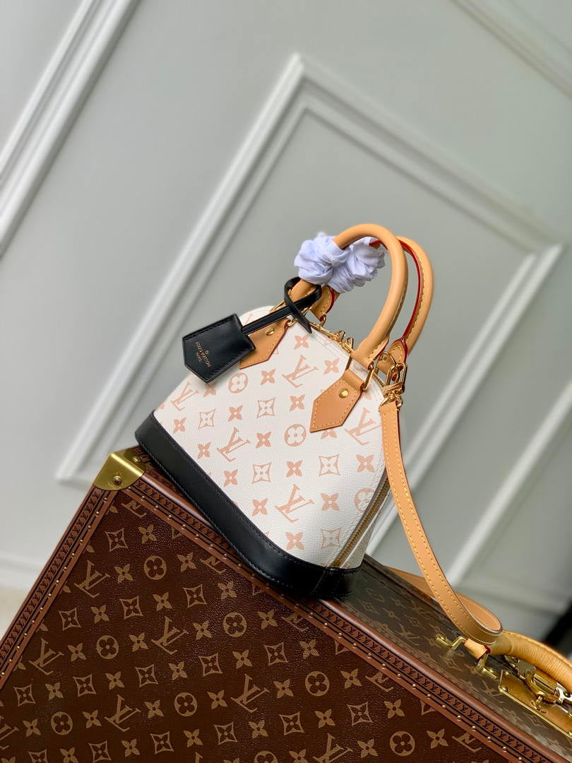 Louis Vuitton  LV M46922 Monogram Dune Alma BB Bag White & Black