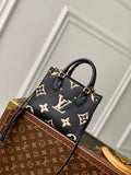 Louis Vuitton LV M47054 OnTheGo BB Handbag Bicolor Monogram Empreinte Leather Black