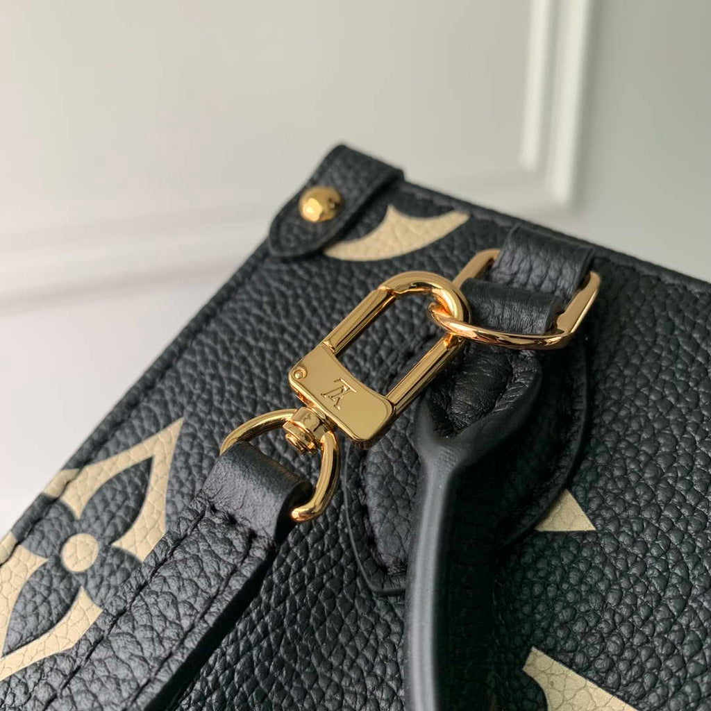 Louis Vuitton LV M47054 OnTheGo BB Handbag Bicolor Monogram Empreinte Leather Black