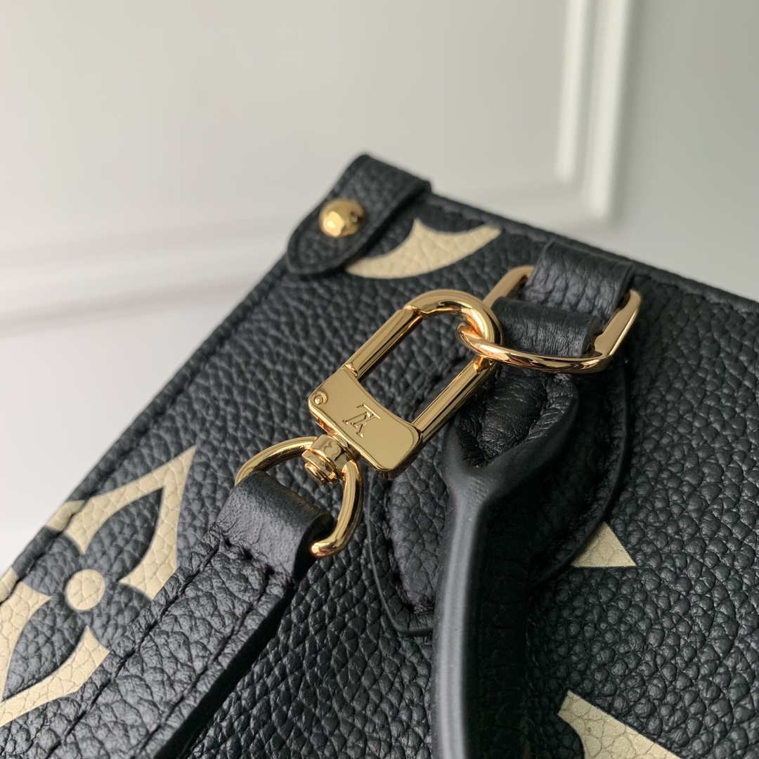 Louis Vuitton LV M47054 OnTheGo BB Handbag Bicolor Monogram Empreinte Leather Black