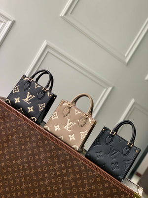 Louis Vuitton LV M47054 OnTheGo BB Handbag Bicolor Monogram Empreinte Leather Tourterelle  Cr¨¨me - Default Title - View 10