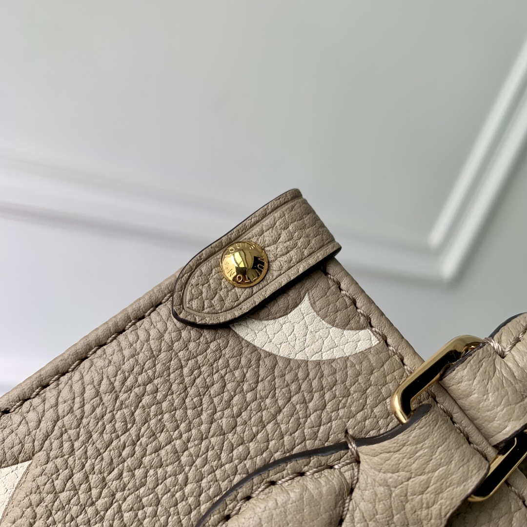 Louis Vuitton LV M47054 OnTheGo BB Handbag Bicolor Monogram Empreinte Leather Tourterelle  Cr¨¨me