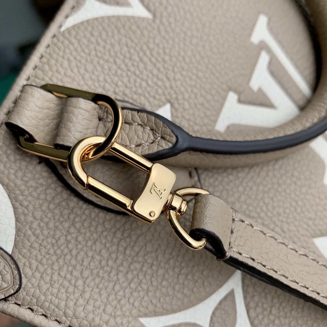 Louis Vuitton LV M47054 OnTheGo BB Handbag Bicolor Monogram Empreinte Leather Tourterelle  Cr¨¨me - Default Title - View 6