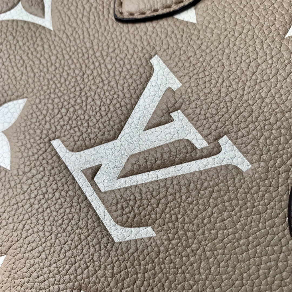 Louis Vuitton LV M47054 OnTheGo BB Handbag Bicolor Monogram Empreinte Leather Tourterelle  Cr¨¨me
