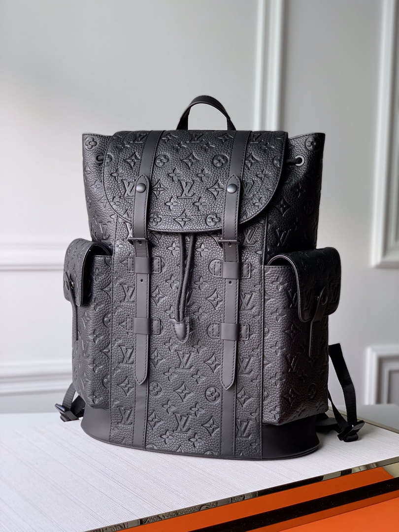 Louis Vuitton LV M55699 Christopher Backpack Taurillon Monogram N41379 Black - Default Title - View 1