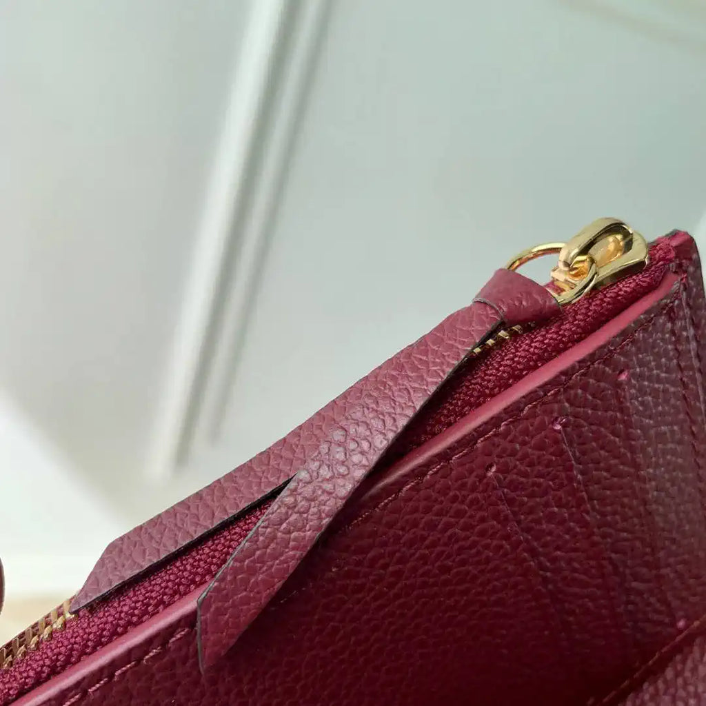 Louis Vuitton LV M64060 Victorine Wallet Monogram Empreinte Leather Wine Red