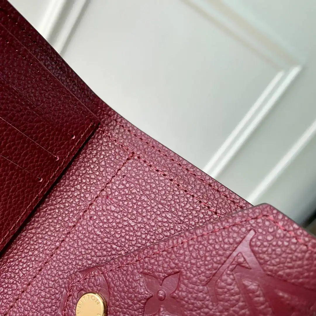 Louis Vuitton LV M64060 Victorine Wallet Monogram Empreinte Leather Wine Red