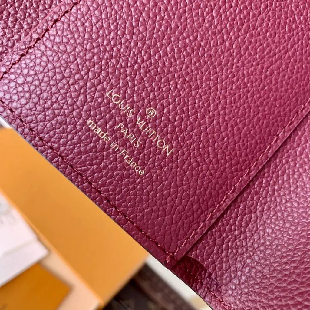 Louis Vuitton LV M64060 Victorine Wallet Monogram Empreinte Leather Wine Red