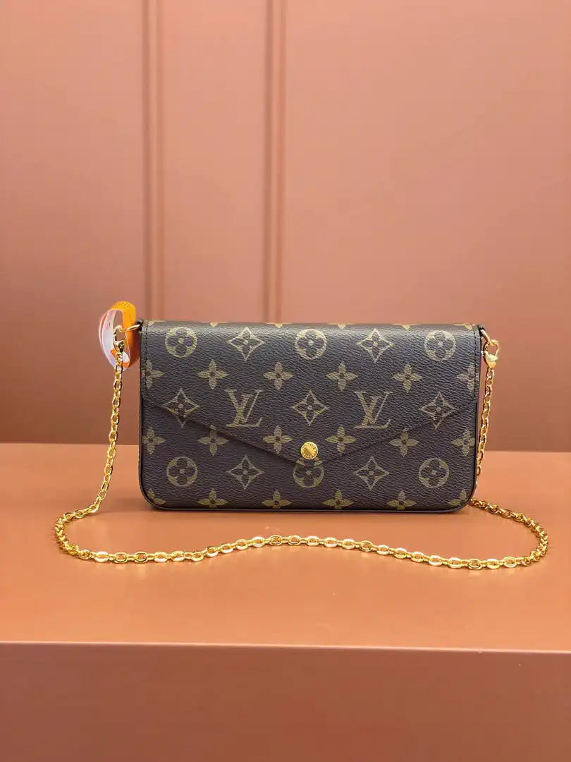 Louis Vuitton LV M81896 Felicie Pochette Bag M61276  Monogram Wine Red