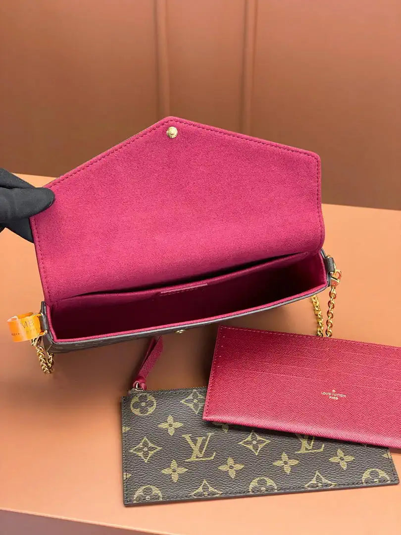 Louis Vuitton LV M81896 Felicie Pochette Bag M61276  Monogram Wine Red
