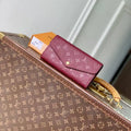 Louis Vuitton LV M82257 Sarah Wallet Monogram Empreinte Leather Wine Red