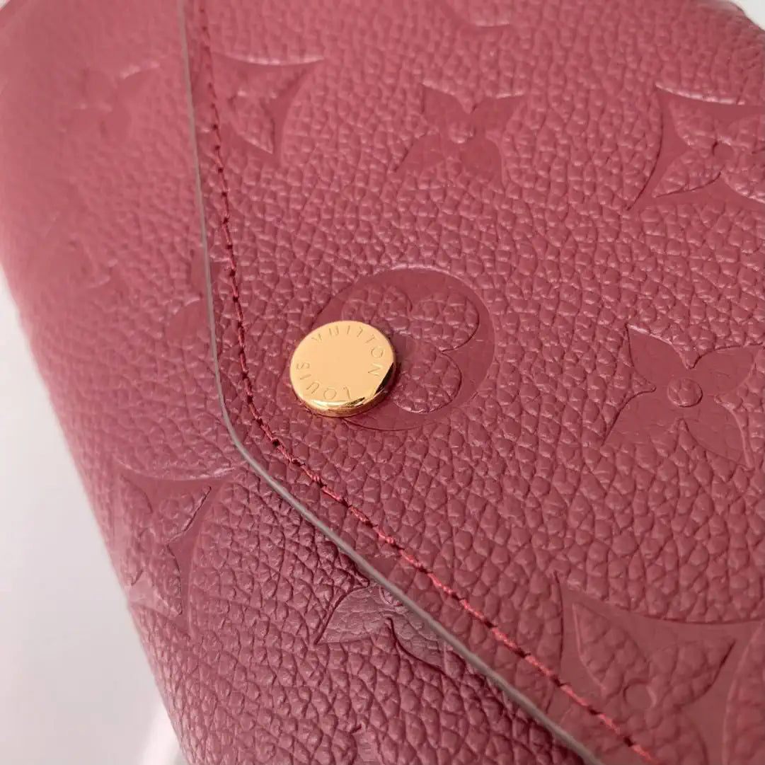 Louis Vuitton LV M82257 Sarah Wallet Monogram Empreinte Leather Wine Red