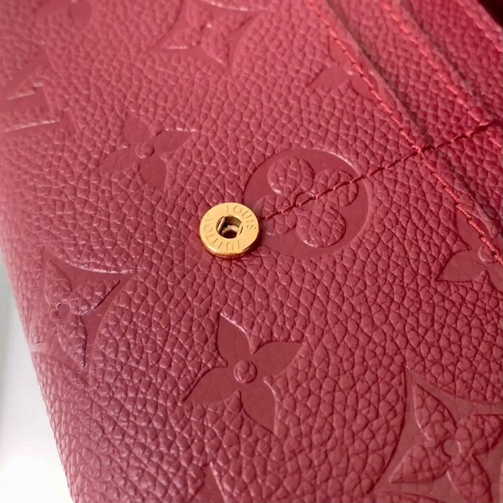 Louis Vuitton LV M82257 Sarah Wallet Monogram Empreinte Leather Wine Red