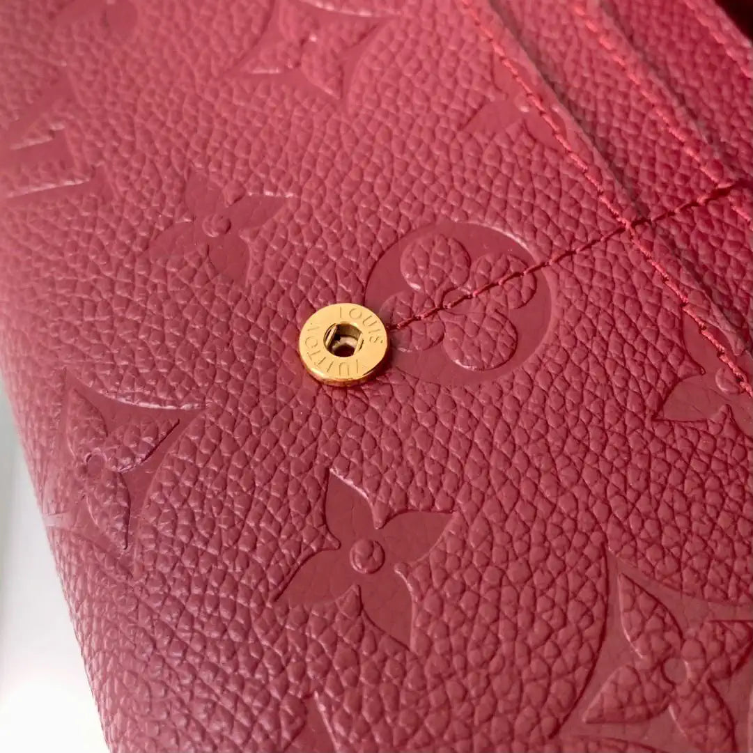 Louis Vuitton LV M82257 Sarah Wallet Monogram Empreinte Leather Wine Red