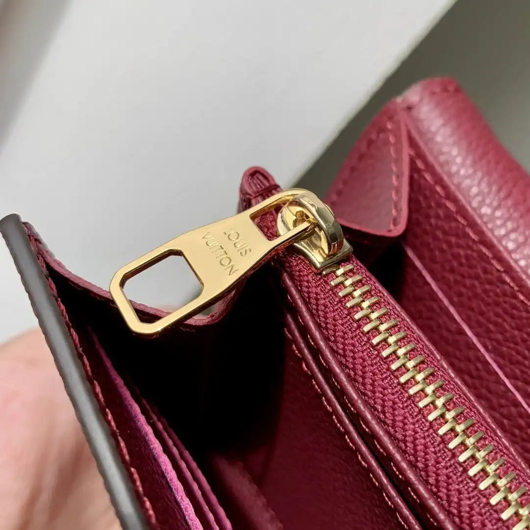 Louis Vuitton LV M82257 Sarah Wallet Monogram Empreinte Leather Wine Red