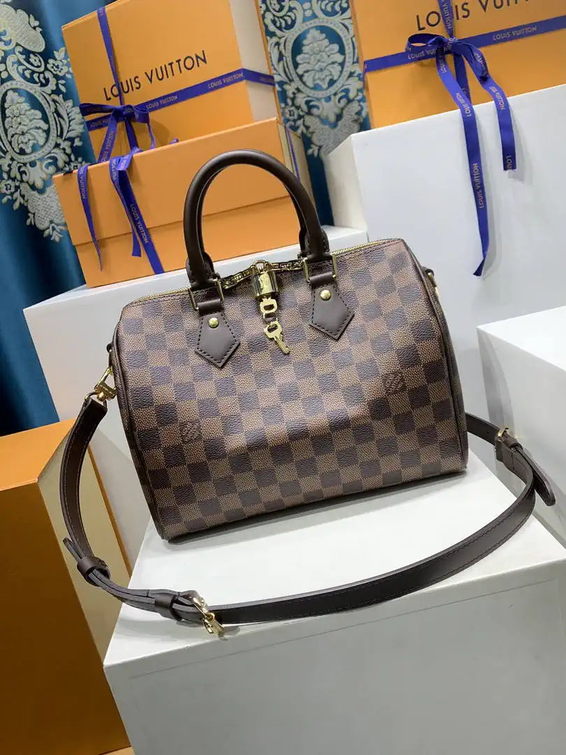 Louis Vuitton LV N40575 Speedy Bandouliere 25 Handbag Damier Ebene