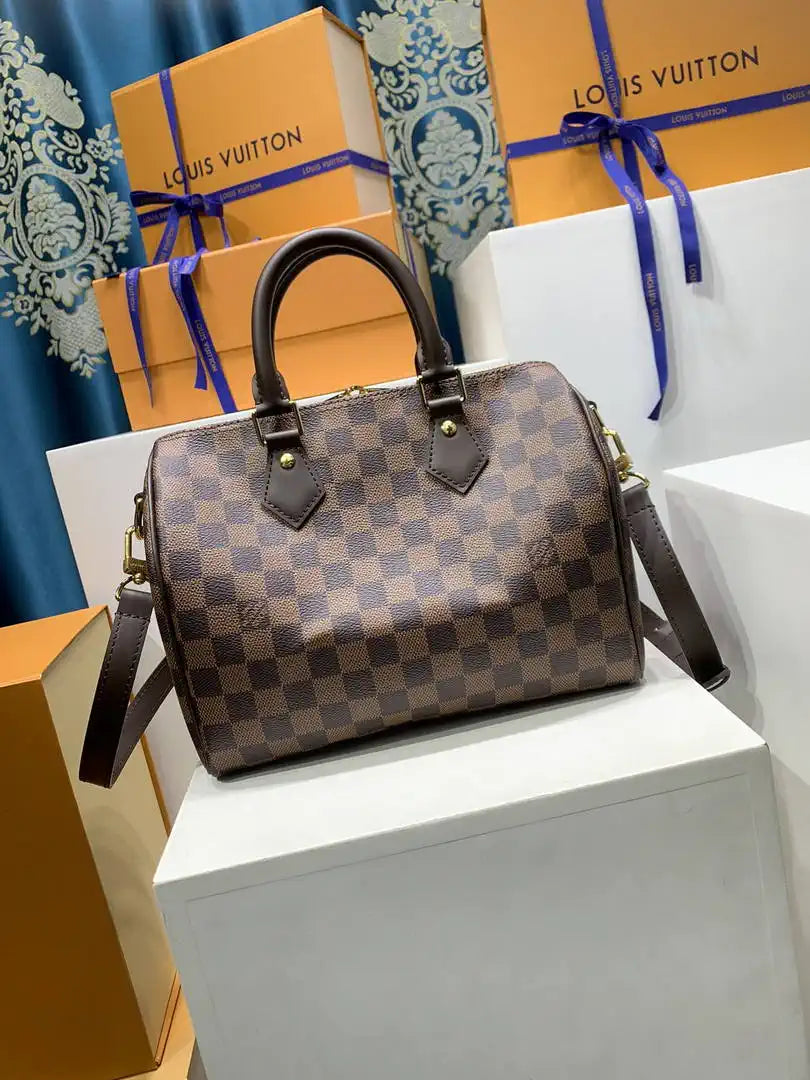 Louis Vuitton LV N40575 Speedy Bandouliere 25 Handbag Damier Ebene