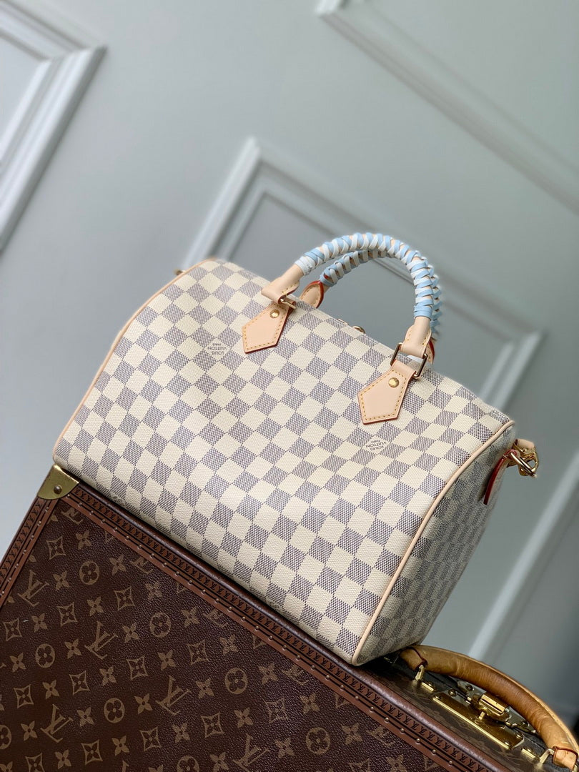 Louis Vuitton  LV N40908 Speedy 30 Soft Bag Damier Azur/Bleu Olympe