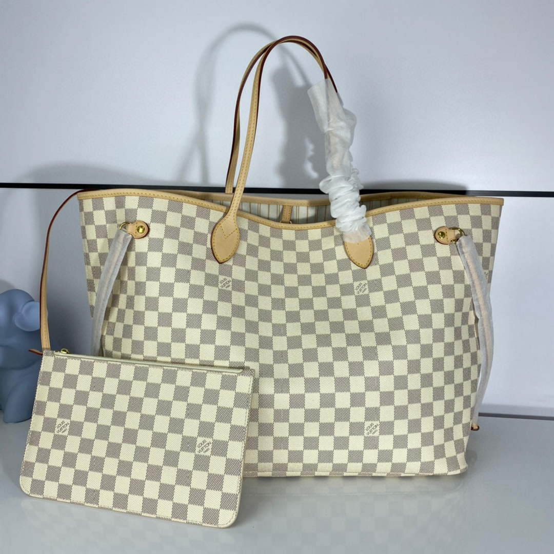 Louis Vuitton LV N41360 Neverfull GM Damier Azur Beige - Default Title - View 1