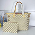 Louis Vuitton LV N41361 Neverfull MM Damier Azur Rose Ballerine Pink