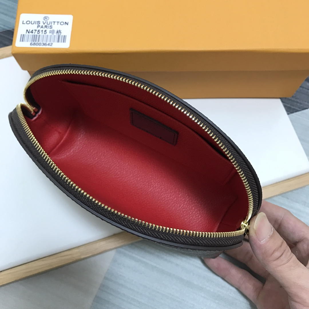 Louis Vuitton LV N47516 Cosmetic Pouch PM Damier Ebene Canvas