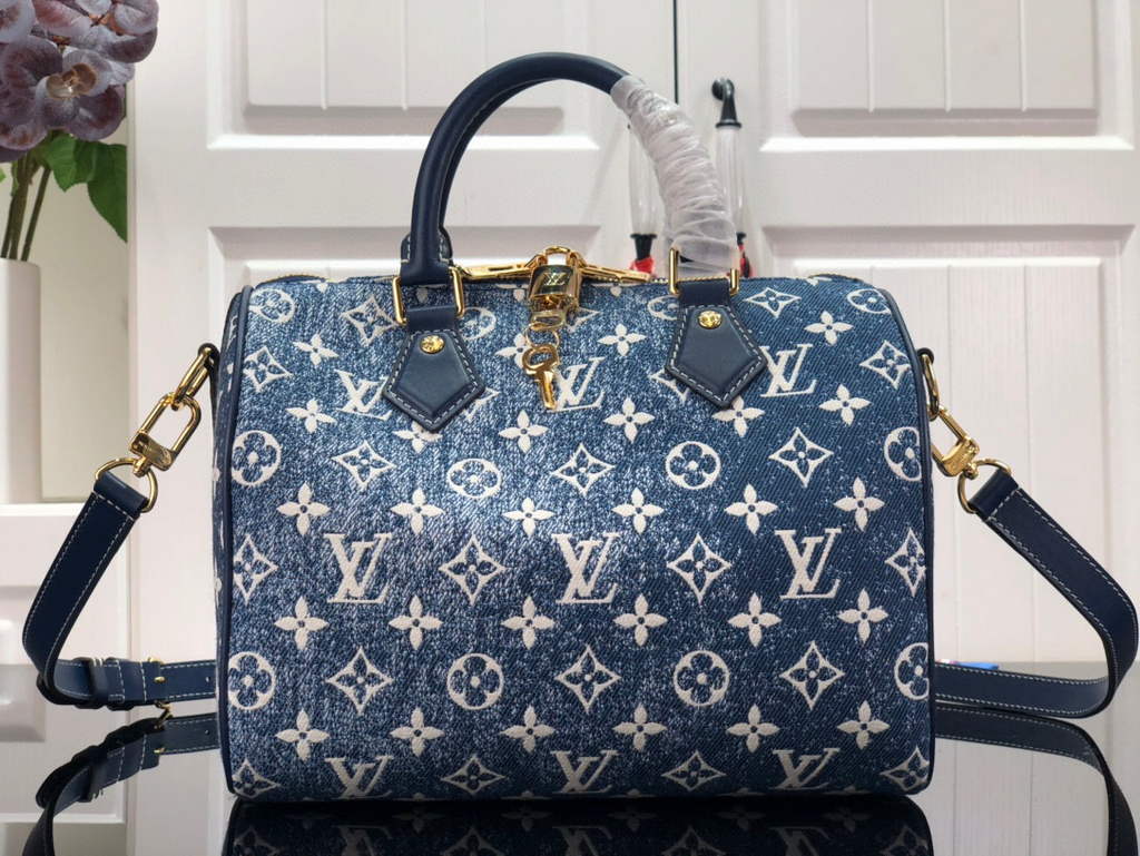 Louis Vuitton M59609 LV M59008 Speedy Bandouliere  25cm Blue