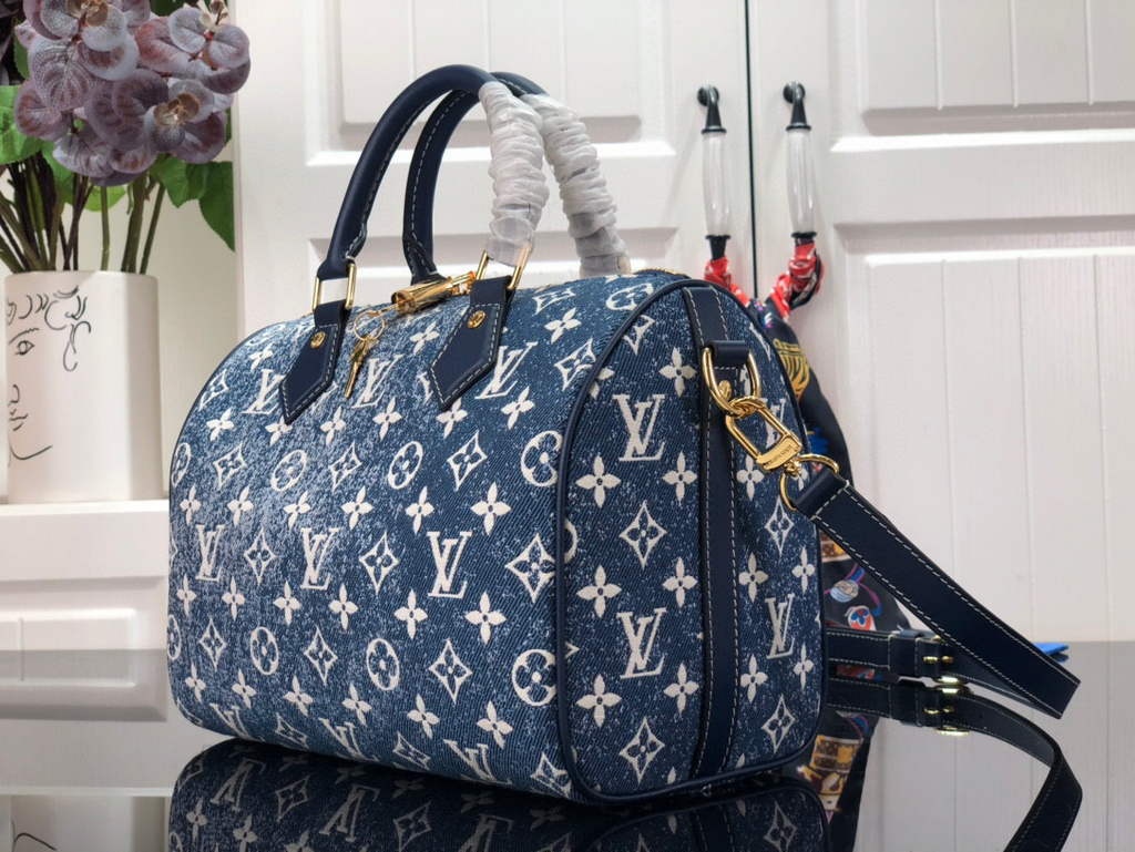 Louis Vuitton M59609 LV M59008 Speedy Bandouliere  25cm Blue