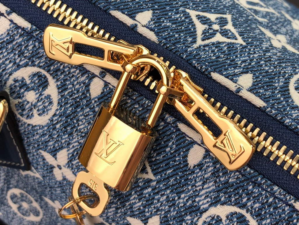 Louis Vuitton M59609 LV M59008 Speedy Bandouliere  25cm Blue