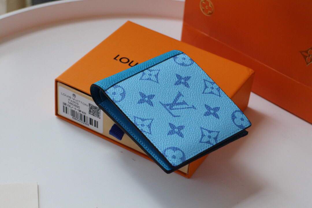 Louis Vuitton Multiple Wallet LV M80422 Monogram Shadow Leather Blue