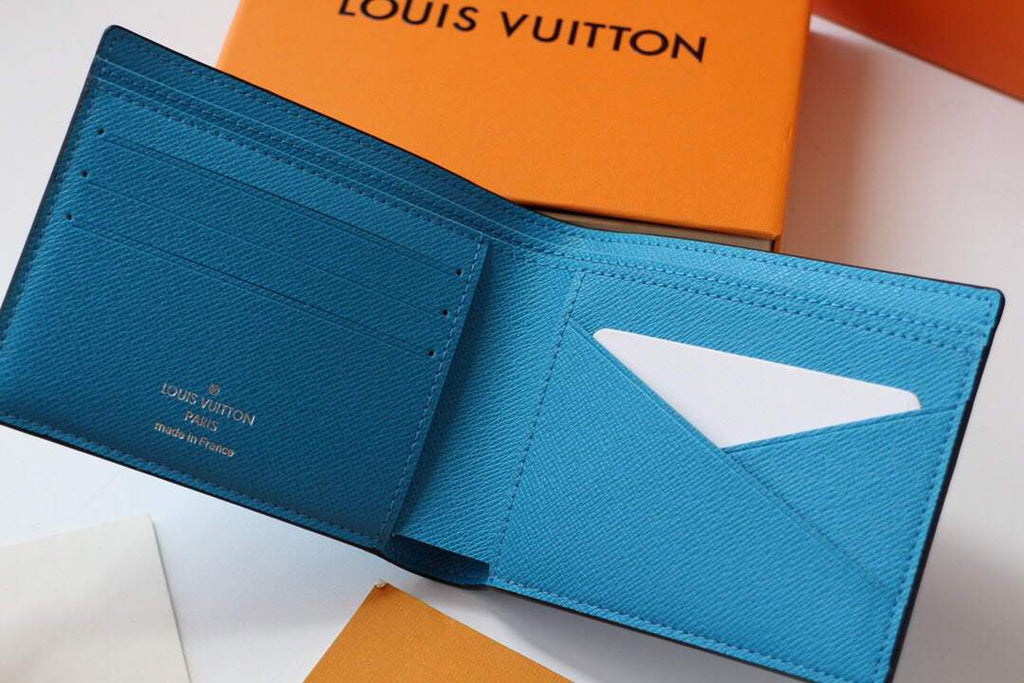Louis Vuitton Multiple Wallet LV M80422 Monogram Shadow Leather Blue