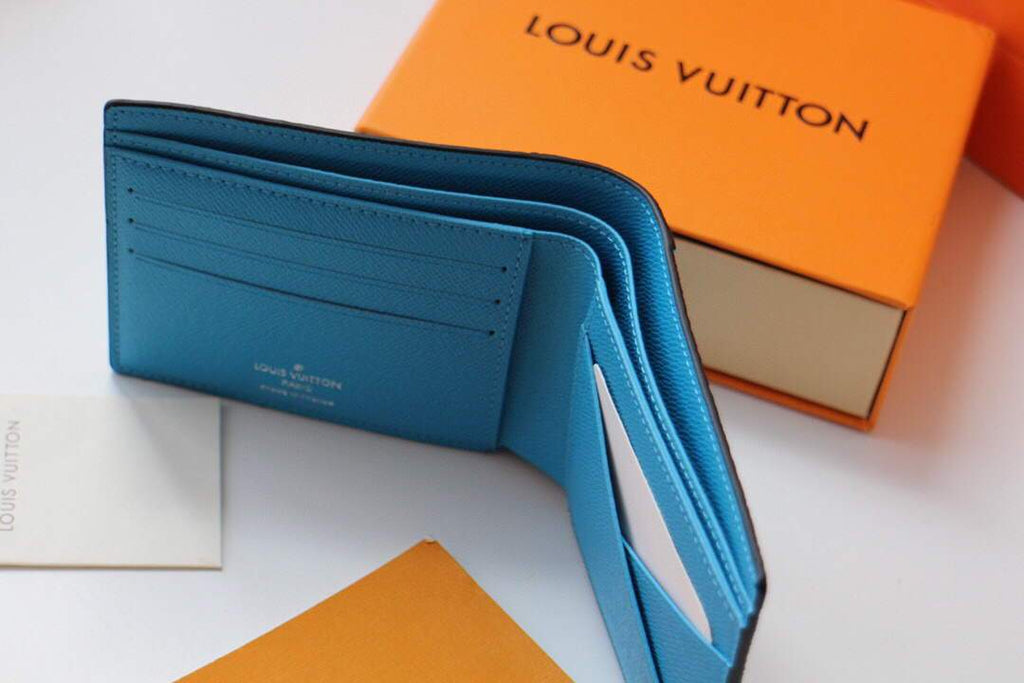 Louis Vuitton Multiple Wallet LV M80422 Monogram Shadow Leather Blue