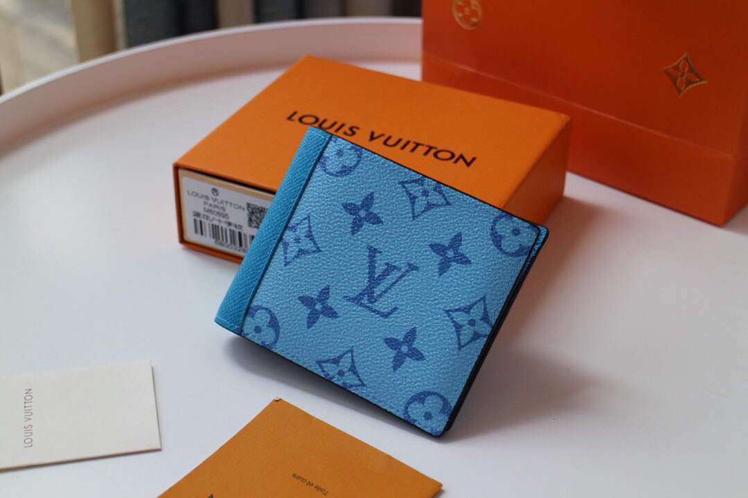 Louis Vuitton Multiple Wallet LV M80422 Monogram Shadow Leather Blue