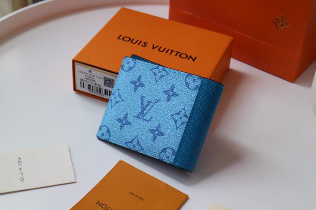 Louis Vuitton Multiple Wallet LV M80422 Monogram Shadow Leather Blue