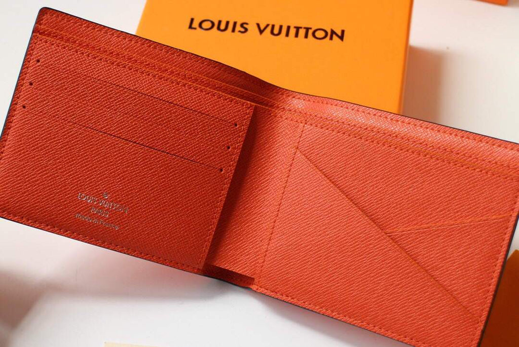 Louis Vuitton Multiple Wallet LV M80422 Monogram Shadow Leather Orange Red
