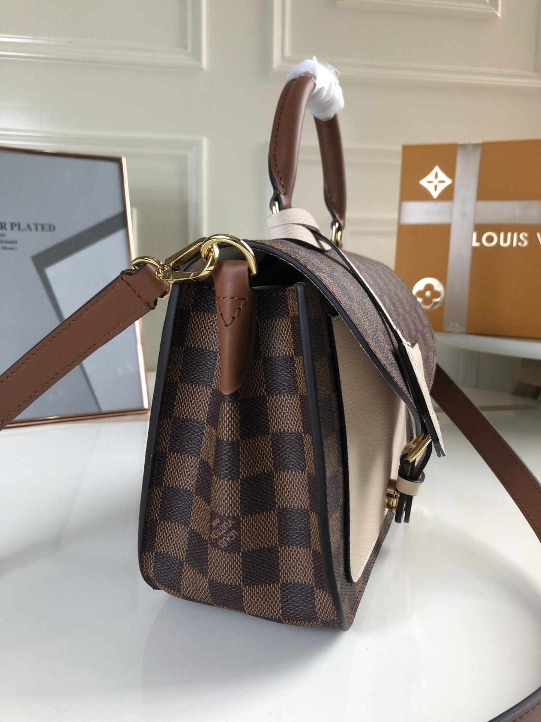 Louis Vuitton N40148 LV Trendy Crossbody Bag Damier Ebene Beige - Default Title - View 2