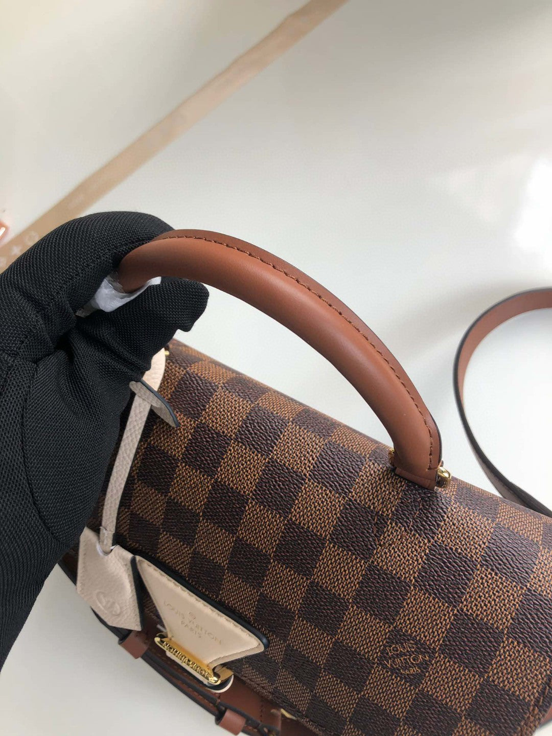Louis Vuitton N40148 LV Trendy Crossbody Bag Damier Ebene Beige