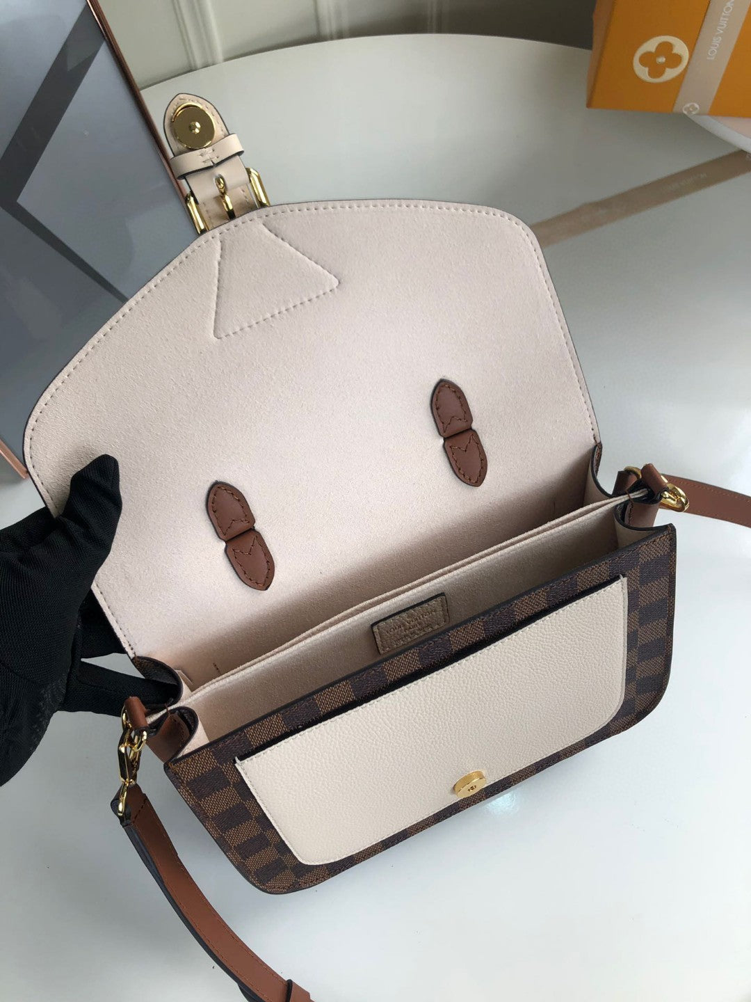 Louis Vuitton N40148 LV Trendy Crossbody Bag Damier Ebene Beige - Default Title - View 8