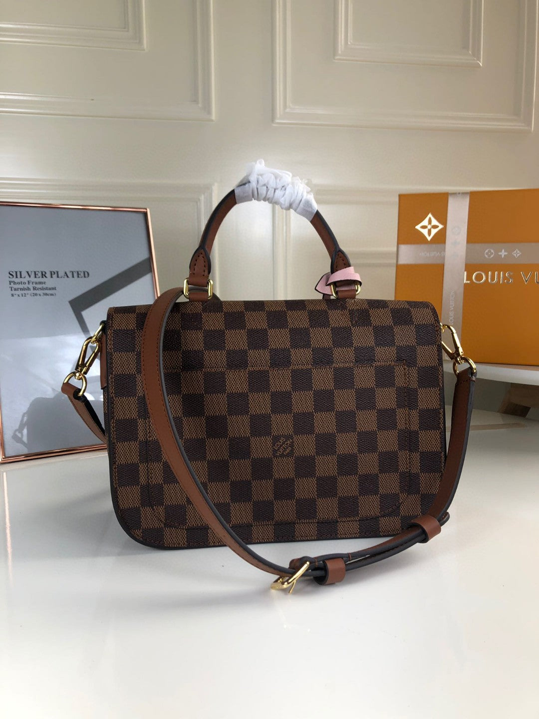Louis Vuitton N40148 LV Trendy Crossbody Bag Damier Ebene Pink - Default Title - View 3
