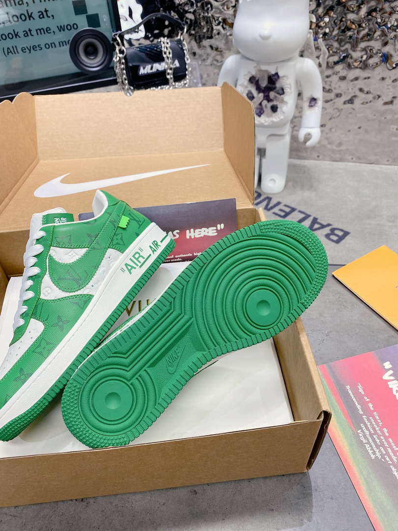 Louis Vuitton Nike Air Force 1 Low By Virgil Abloh White Green 1AC58D Women Men's M601034