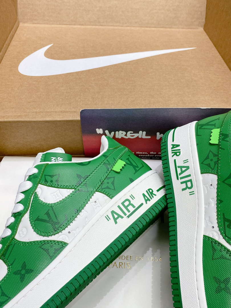 Louis Vuitton Nike Air Force 1 Low By Virgil Abloh White Green 1AC58D Women Men's M601034