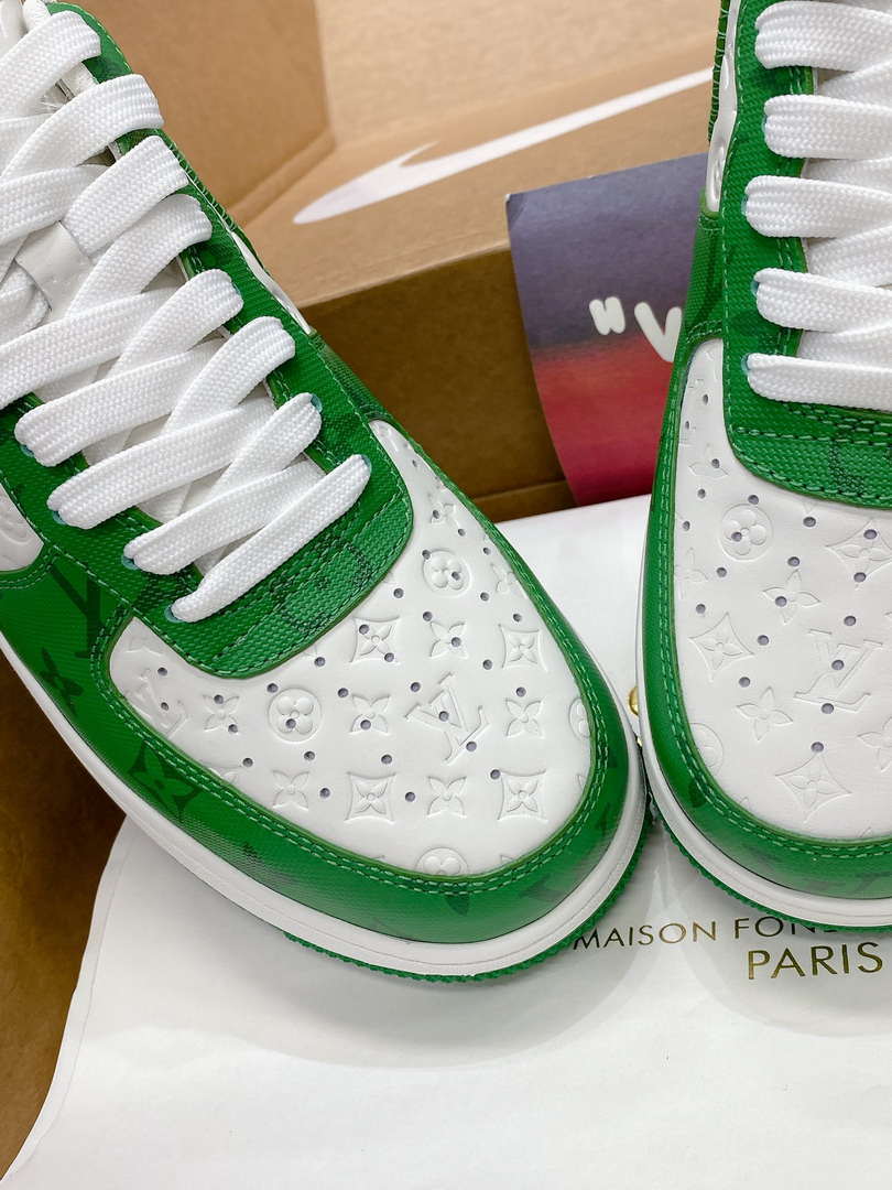 Louis Vuitton Nike Air Force 1 Low By Virgil Abloh White Green 1AC58D Women Men's M601034