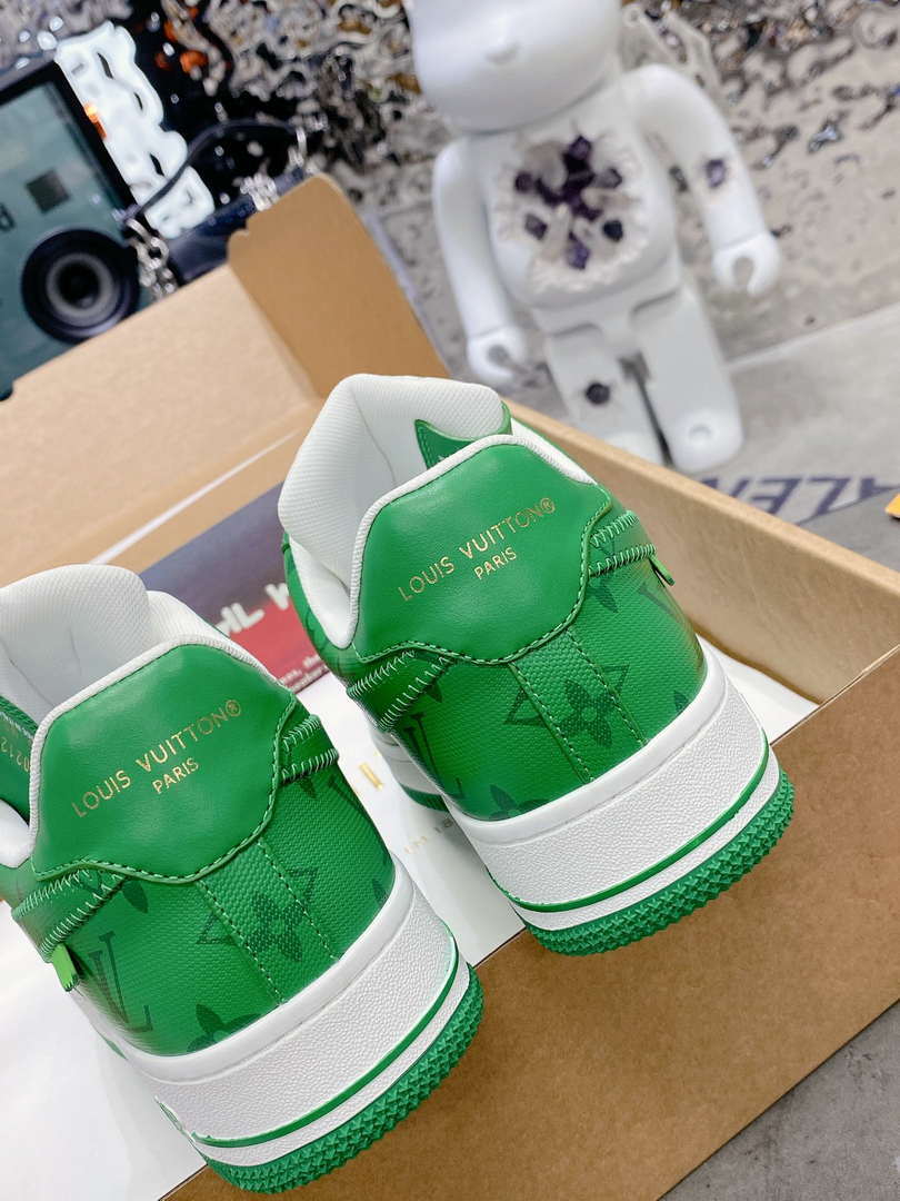 Louis Vuitton Nike Air Force 1 Low By Virgil Abloh White Green 1AC58D Women Men's M601034